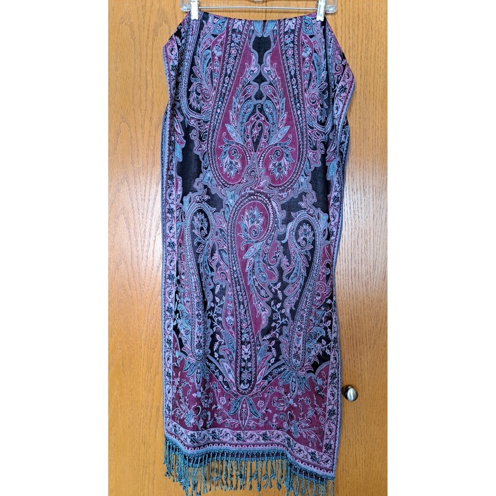 Women's Paisley Viscose Blend Purple‎ Shawl Scarf 81 X 20"